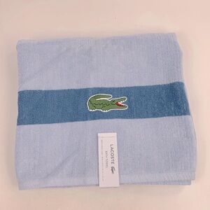 Lacoste Bath Towel Shades of Blue Alligator logo 30x52 inch New NWT